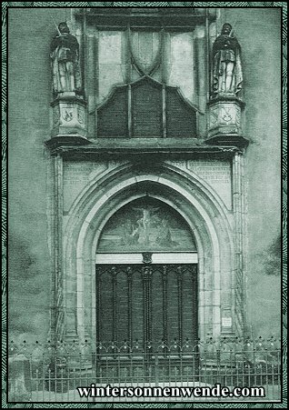 Wittenberg, Elbe. Die Tür der Schloßkirche mit Luthers 95 Thesen.