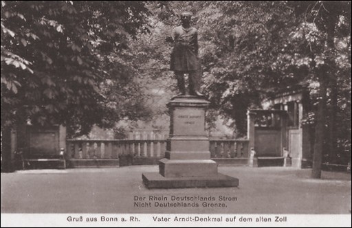 Bonn: Ansichtskarte, Vater-Arndt-Denkmal auf dem alten Zoll.