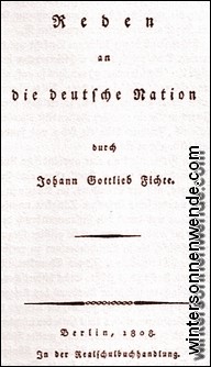 Titelblatt der Erstausgabe von Fichtes 'Reden'.
