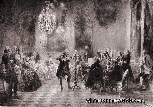 Flötenkonzert Friedrichs des Großen in Sanssouci.