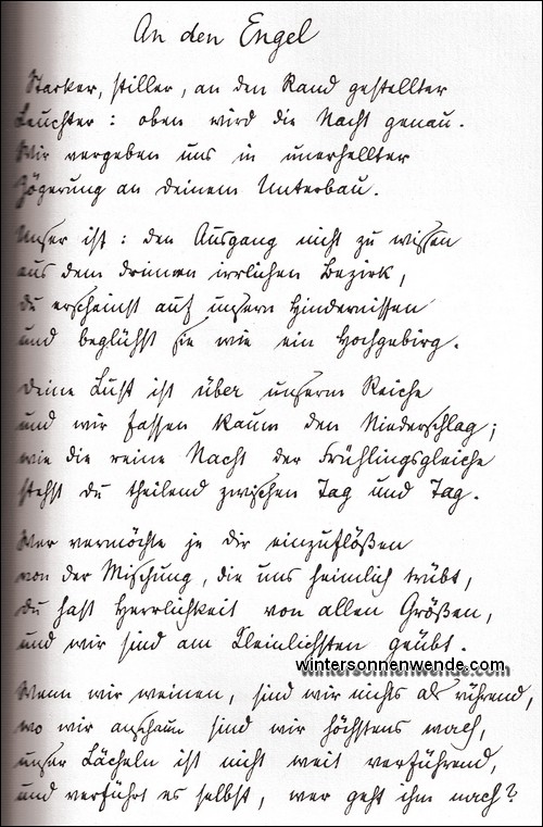 An den Engel, Manuskript S. 1