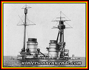 Schlachtkreuzer 'Hindenburg' am 21. Juni 1919 von deutschen Matrosen versenkt.