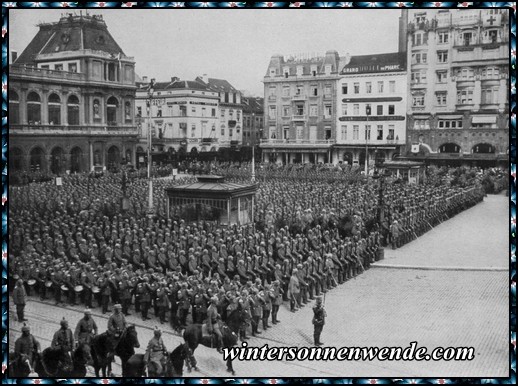 Parade deutscher Truppen in Brüssel.