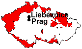 Lage von Liebeznice und Prag