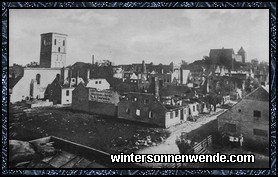 Gesamtansicht des zerstörten Neidenburg.