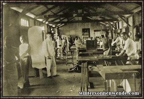 Carpenters' workshop, the Cameroons.
