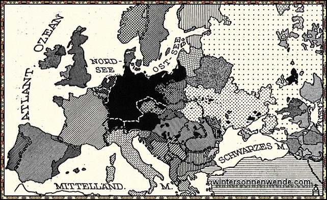 Volksgebiete und Staatsgrenzen in Europa vor dem Weltkriege.