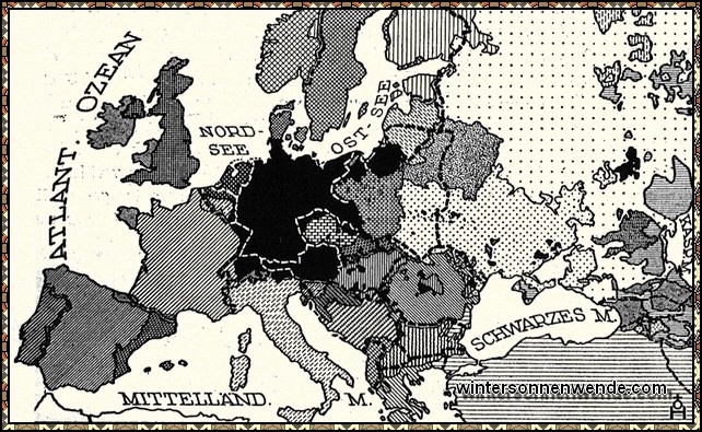 Volksgebiete und Staatsgrenzen in Europa nach dem Weltkriege.