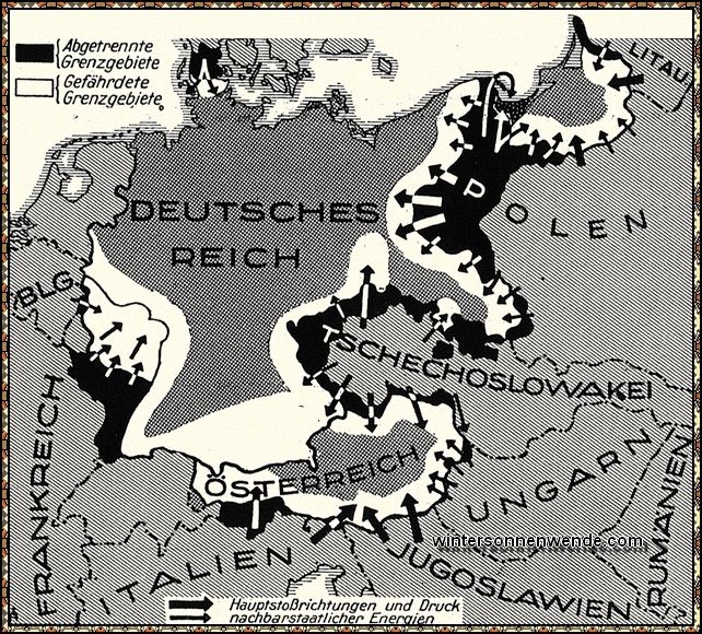 Das deutsche Siedlungsgebiet und seine Bedrohung.
