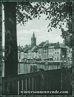 Königsberg, Preußen. Fischmarkt am Pregel.