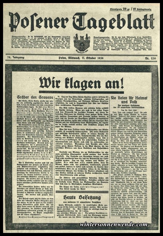 Auszug aus dem Posener Tageblatt vom 11. Oktober 1939.