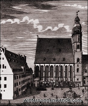 Thomaskirche und Tomasschule in Leipzig.