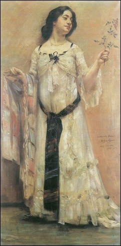 Bildnis von Charlotte Berend im weißen Kleid.