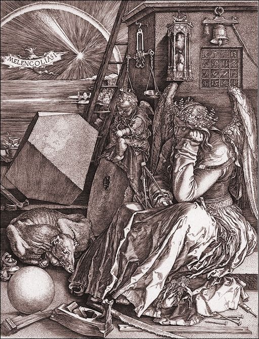 Melencolia. Kupferstich von Albrecht Dürer.