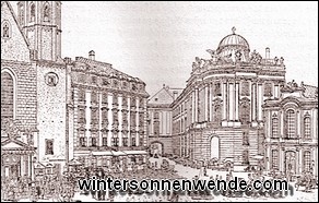 Der Michaelerplatz in Wien mit dem alten Burgtheater.