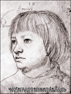 Hans Holbein, von seinem Vater gezeichnet.