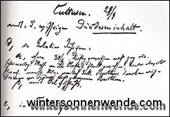Notizzettel Robert Kochs mit einer der ersten Beschreibungen des Cholera-Bazillus, 1883.