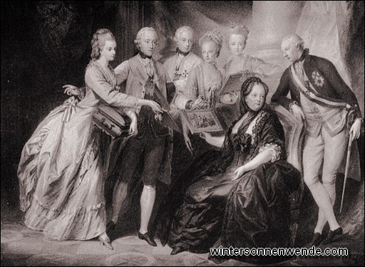 Kaiserin Maria Theresia im Kreise ihrer Familie.