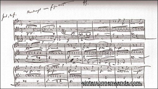 Schumanns eigenhändige Niederschrift seiner Komposition der �Mondnacht'.