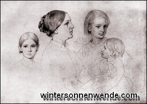 Luise von Schwind mit ihren Kindern.
