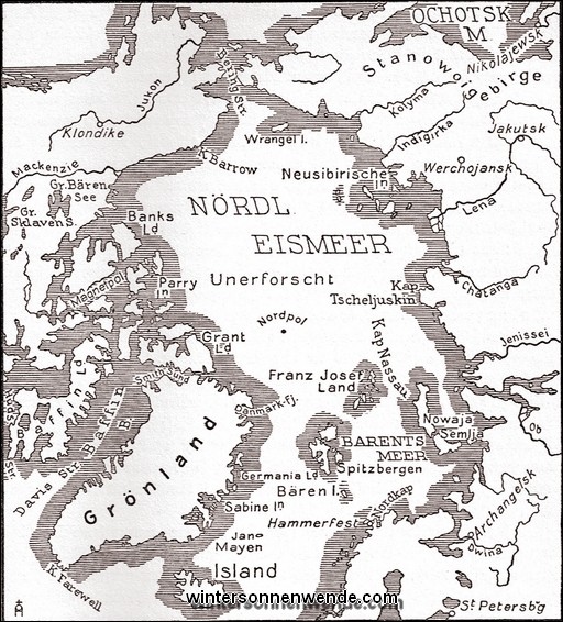Karte des Nordpolargebietes.