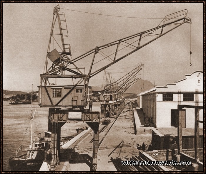 Die umfangreichen Krananlagen in vielen Häfen Südamerikas wurden aus
Deutschland bezogen und von deutschen Ingenieuren aufgestellt.
