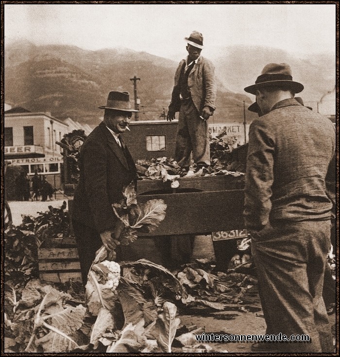 Deutsche Bauern aus der Vlakte auf dem Markt von Kapstadt.