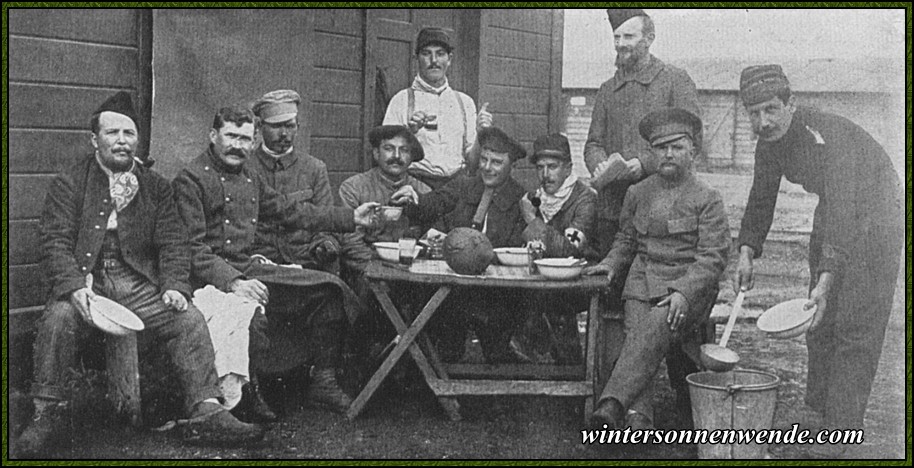 Franzosen und Russen bei der Mahlzeit in Puchheim.
