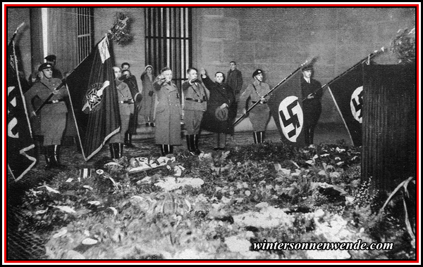 Schwarze Fahne der NSKOV., Saargebiet, im Ehrenmal. Berlin, 25. Januar 1935.