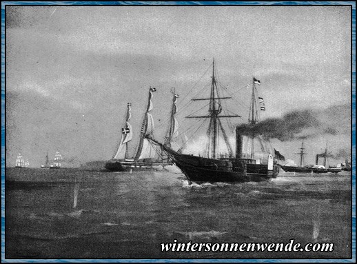 Gefecht der deutschen Bundesflotte gegen dänische Blockadeschiffe 1849.