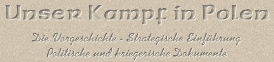 Unser Kampf in Polen. Die 
Vorgeschichte - Strategische Einführung - Politische und kriegerische Dokumente