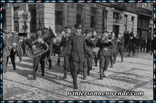 Einzug der deutschen Marinedivision in Antwerpen.