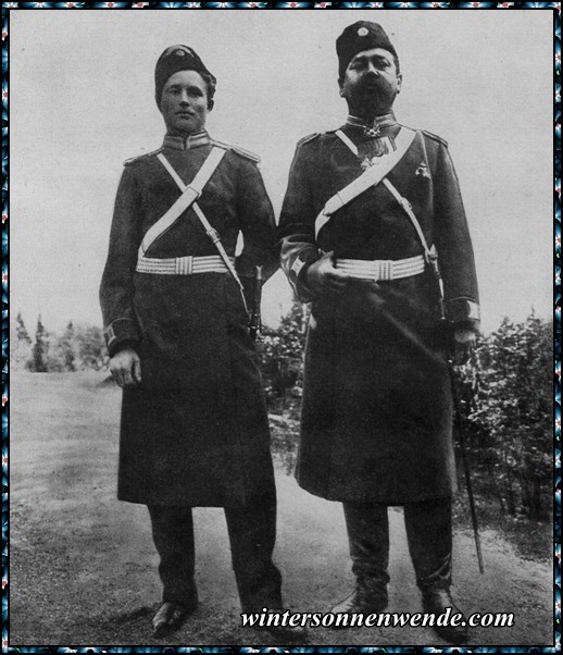 Ein russischer Kosaken-Oberst mit seinem Adjutanten.
