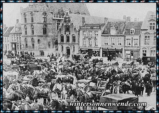 Belgische Artillerie auf dem Marktplatz in Furnes.