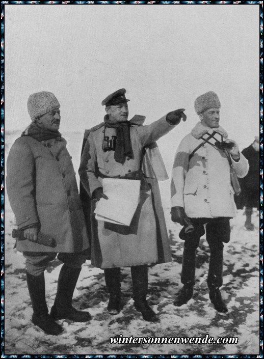 Sven Hedin (links) auf dem östlichen Kriegsschauplatz.