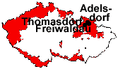 Lage von Freiwaldau, Thomasdorf und Adelsdorf