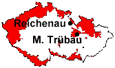 Lage von Reichenau und Mährisch Trübau
