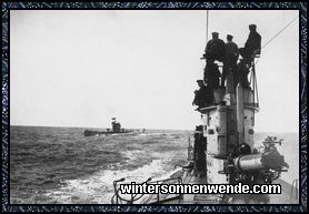 Deutsche Unterseeboote in den von den Gegnern gesperrten Gewässern.