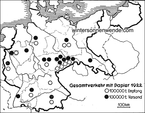 Was die einzelnen deutschen Bezirke an Papier versenden und empfangen